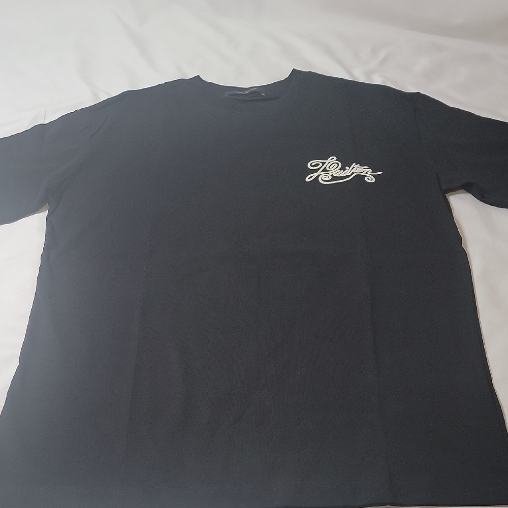 Louis Vuitton Black Tee with White Logo